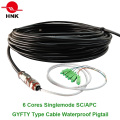 6 Cores GYFTY al aire libre Tipo Cable Fibra óptica impermeable Pigtail